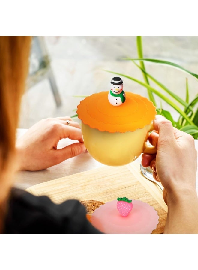 غطاء واحد قابل لإعادة الاستخدام من السيليكون، مقاوم للغبار، مزين بأشكال فواكه لطيفة، مناسب للأكواب والأكواب الزجاجية، مصنوع من السيليكون الآمن غذائيًا لحماية المشروبات في المنزل والمطبخ. - Image 5